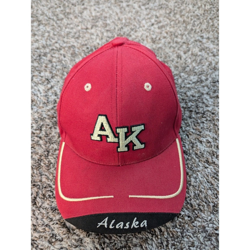 Red AK Alaska Baseball Cap Hat Alaskan‎ Headwear Co Strapback